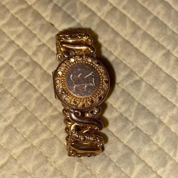 Victotian Jewelry - SWEETHEART BRACELET / USA / 14KGF / round expandable bracelet antique